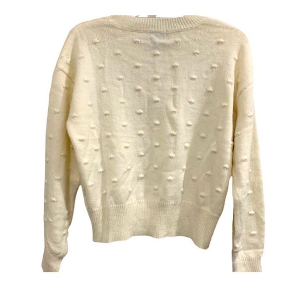 VYLETTE SWEATER WOMEN JR MEDIUM IVORY BAUBLE STITCH POM POM QUALITY. - Picture 4 of 10